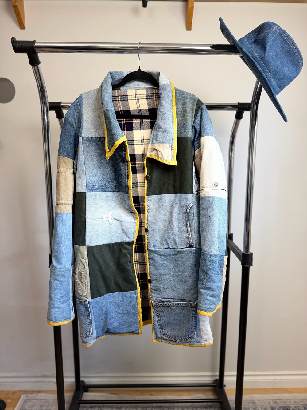 Handmade Upcycled Patchwork Denim Jacket One of a Kind Oversized Shacket M/L